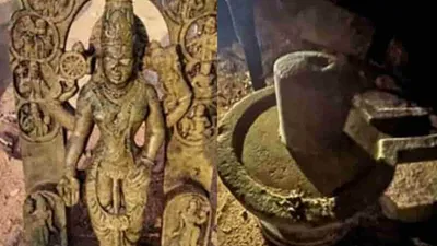  1000 ஆண்டுகள்  பழமையான விஷ்ணு சிலை  சிவலிங்கம்   அயோத்தி ராமர் சிலை போன்ற தோற்றம்   கர்நாடகாவில் கண்டுபிடிப்பு  